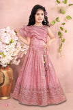 Rosewood Pink -Falaknuma Frill Lehenga Set
