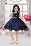 Midnight Blue -Royal Petals Party Short Frock