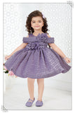 Lavender Rosette - Off-Shoulder Party Short Frock
