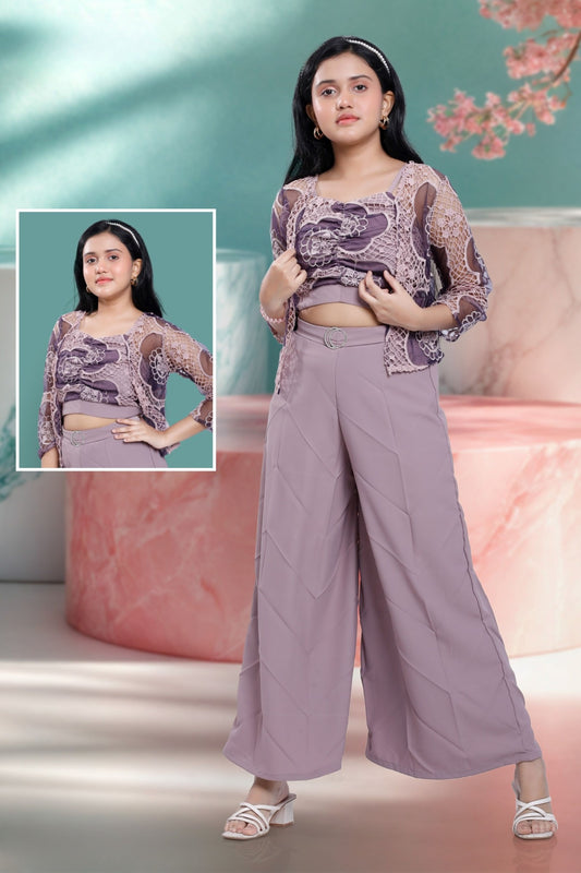 Purple -Amara Net Detail Coord Set