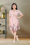 Blush Pink -Rosy Meadow Belted Short Frock