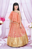 Peach Gold-Golden Glow Cape Long Gown