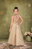 Cream Palazzo Set with Multicolour Embroidered Top