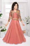 Rust Coral Embroidered Jacket & Lehenga Set