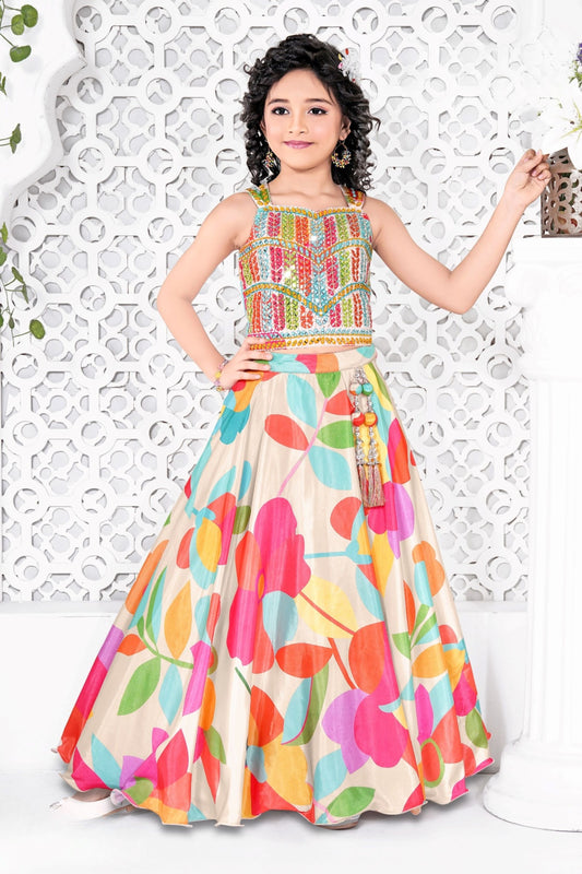 Multicolor Floral Fusion Lehenga Set