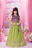 Green Purple Embroidered Party Wear Lehenga Choli