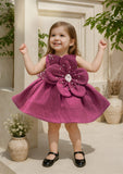 Mulberry Purple Giant Floral Pearl Party Dress