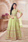 Lime Green Heritage Embroidered Anarkali Gown