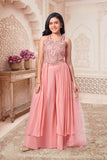 Pink Embellished Palazzo Set
