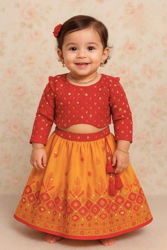 Yellow Embroidered Lehenga Set