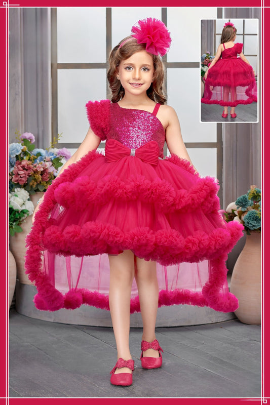 Rani Red Sparkle Bodice Layered Tutu Short Frock