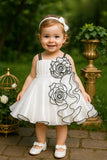 White Swirl Designer Short Frock