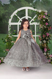 Smokey Grey Premium Sequin Ball Long Gown