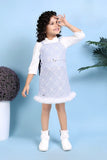 Frosted Purple Faux Fur Hem Winter Dress | Party Wear Kids Dress for Girls
