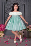Crystal Blue Mint Designer Party Short Frock
