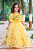 Golden Buttercup Floral Long Gown