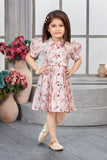 Blush Rose Floral Short Frock | Casual Wear Kids Dress for Girls