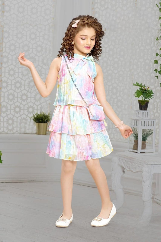Pastel Tie-Dye Layered Dress