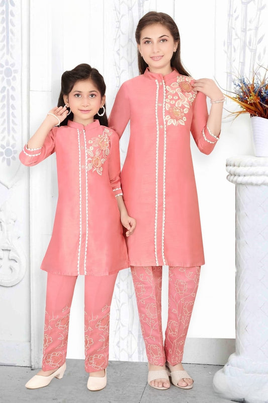 Peach Blossom Embroidered Salwar Suit | Kids Ethnic Outfit for Girls