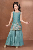 Teal Green Blossom Luxe Sharara Set | Kids Ethnic Outfit for Girls