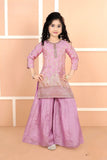 Rose Pink Quartz Royal Sharara Set | Kids Ethnic Outfit for Girls