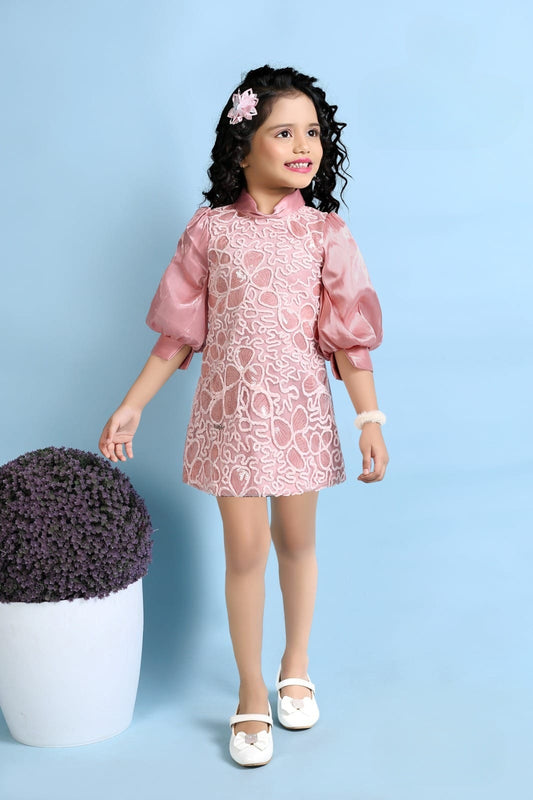 Blush Peach Lace Party Dress