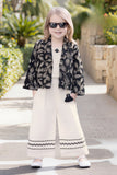 Ivory & Black Noir Designer Palazzo Set | Party Wear Kids Outfit for Girls