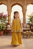 Mustard Yellow Embroidered Kurti with Pleated Palazzo Set | Ethnic Outfit for Girls