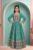 Teal Green Printed Ethnic Lehenga Set | Ethnic Dress for Girls
