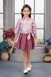 Pink Printed Shirt Style Dress with Pleated Skirt | Western Wear Dress For Girls