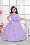 Girls Lavender Floral Princess Ball Gown | Party Wear Dress for Kids