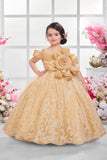 Golden Butter Princess Ball Gown | Party Wear Dress for Kids