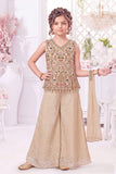 Cream Embroidered Peplum Top & Wide-Leg Palazzo Set with Dupatta | Ethnic Wear For Girls