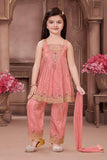 Peach Embroidered Anarkali Kurta & Pant Set with Dupatta | Festive & Party Wear