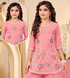 Girls Coral Pink Sharara Set | Kids Ethnic Wear for Wedding & Festive