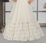 Cream Embroidered Gown with Mirror Work Jacket