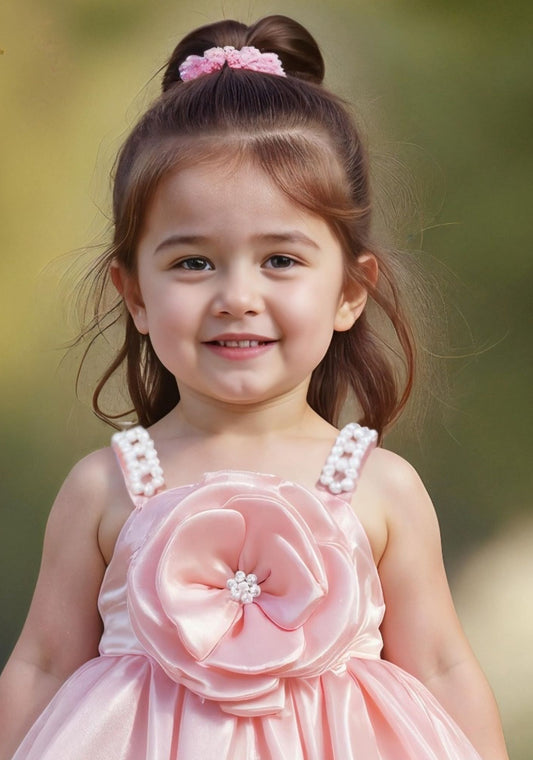 Peach Pink -Pearl Petal Princess Short Frock