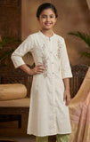 Ivory Cream Floral Embroidered Salwar Suit | Kids Ethnic Outfit for Girls