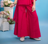 Girls Rani Pink One Shoulder Top with Palazzo | Ethnic Wear for Kids