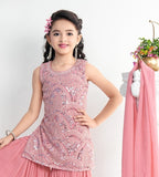 Blush Pink Royale Sequin Sharara Set | Kids Ethnic Outfit for Girls