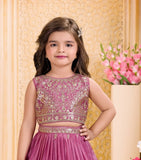 Royal Purple Embroidered Lehenga Set | Kids Ethnic Wear for Girls