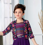 Royal Purple Amethyst Embroidered Palazzo Set | Kids Ethnic Outfit for Girls