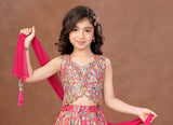 Rani Pink Floral Royal Lehenga Set | Kids Ethnic Wear for Girls