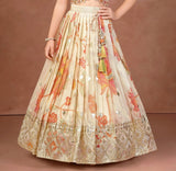 Ivory Cream Blossom Designer Lehenga Set | Kids Ethnic Wear for Girls