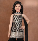 Midnight Black Royal Sharara Set | Kids Ethnic Outfit for Girls