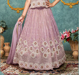 Lavender Floral Embroidered Lehenga Choli with Dupatta | Ethnic Wear Set for Kids