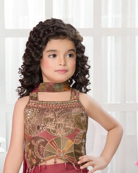 Wine & Antique Gold-Heritage Chic Palazzo Indo Western Set