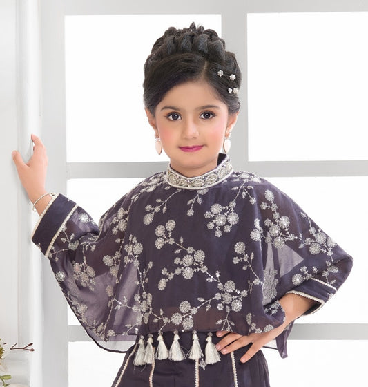 Purple Embroidered Palazzo Set