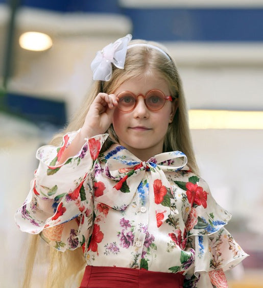 Maroon-Crimson Bloom Ruffle Skirt Top