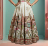 Cream Multi-Print Designer Gown | Festive Ethnic Anarkali Dress for Girls